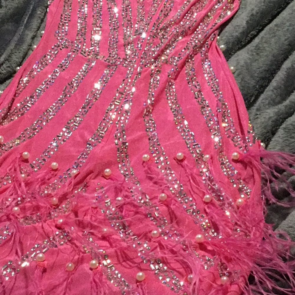 Fashion Nova Vibrant Pink Beaded Mini Dress - Picture 12 of 14